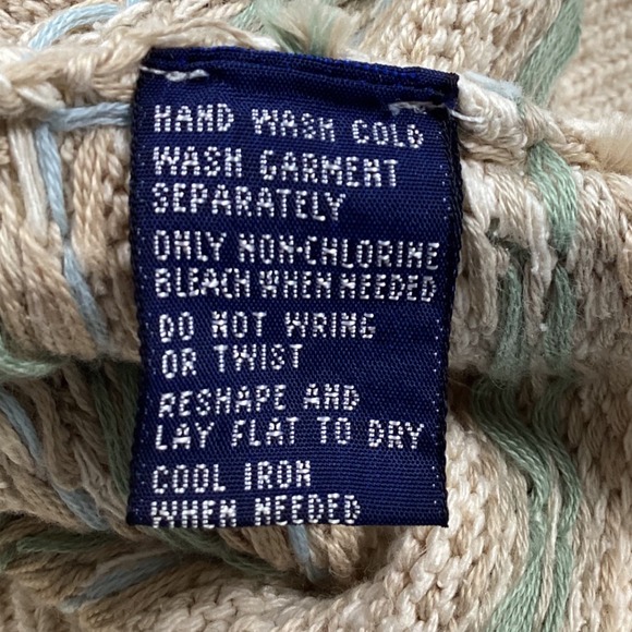 Polo Golf Ralph Lauren Men's Sweater Vest L Beige Green Silk Cotton Knit - Picture 4 of 8